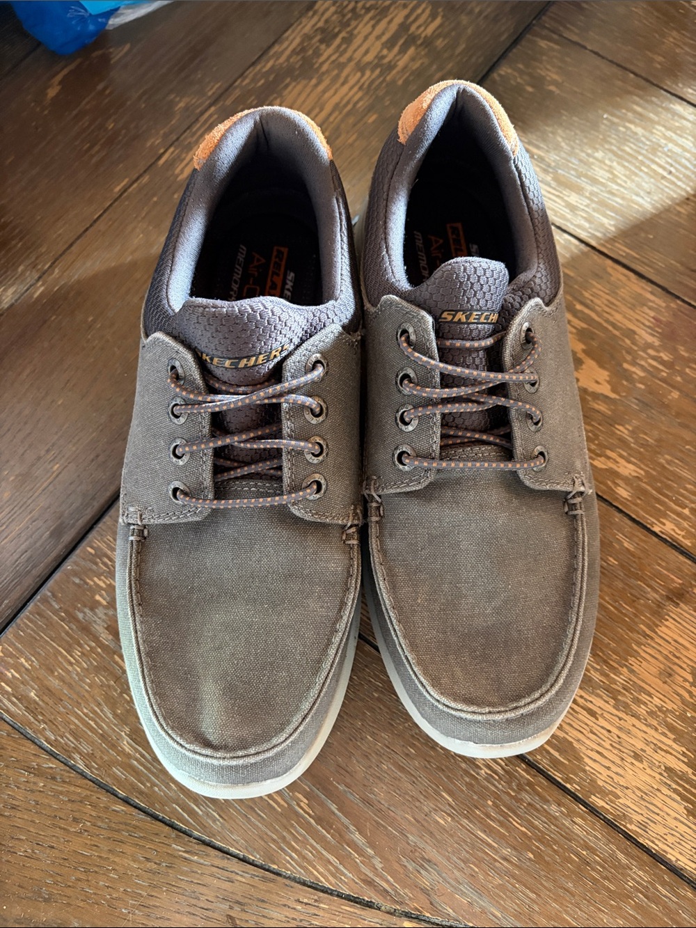 Skechers Men's Brown Canvas Lace-Up Slip-On Loafers
